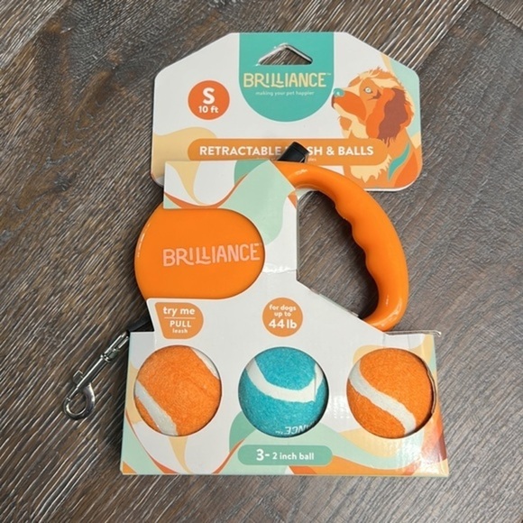 Brilliance, ‘Retractable Leach & 3 balls’ Orange or Green. SZ: 10ft leach. NWT - Picture 2 of 4